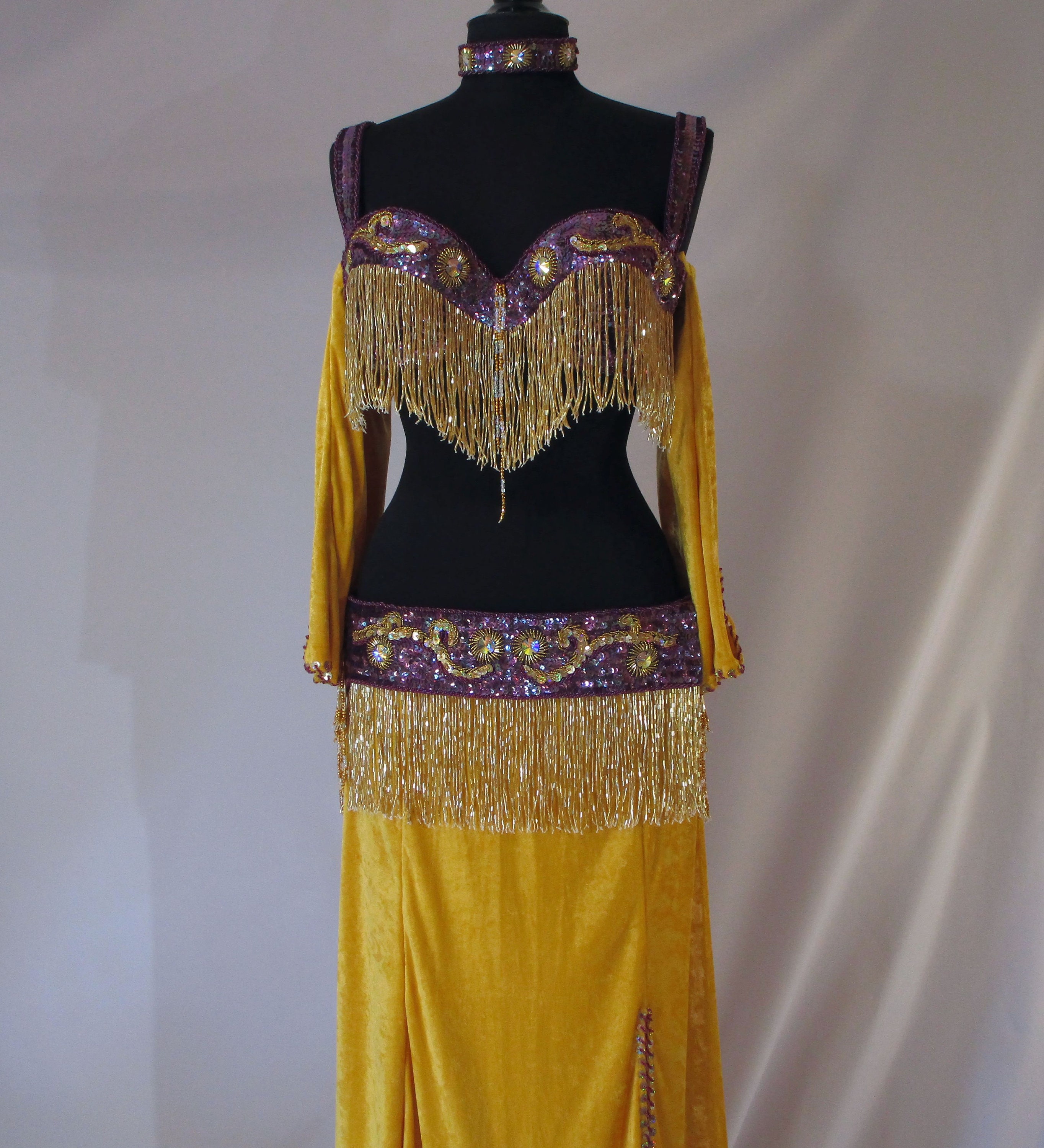 Beaded Belly Dance Costume, Sequin Bedlah, Velvet Belly Dance Skirt ...