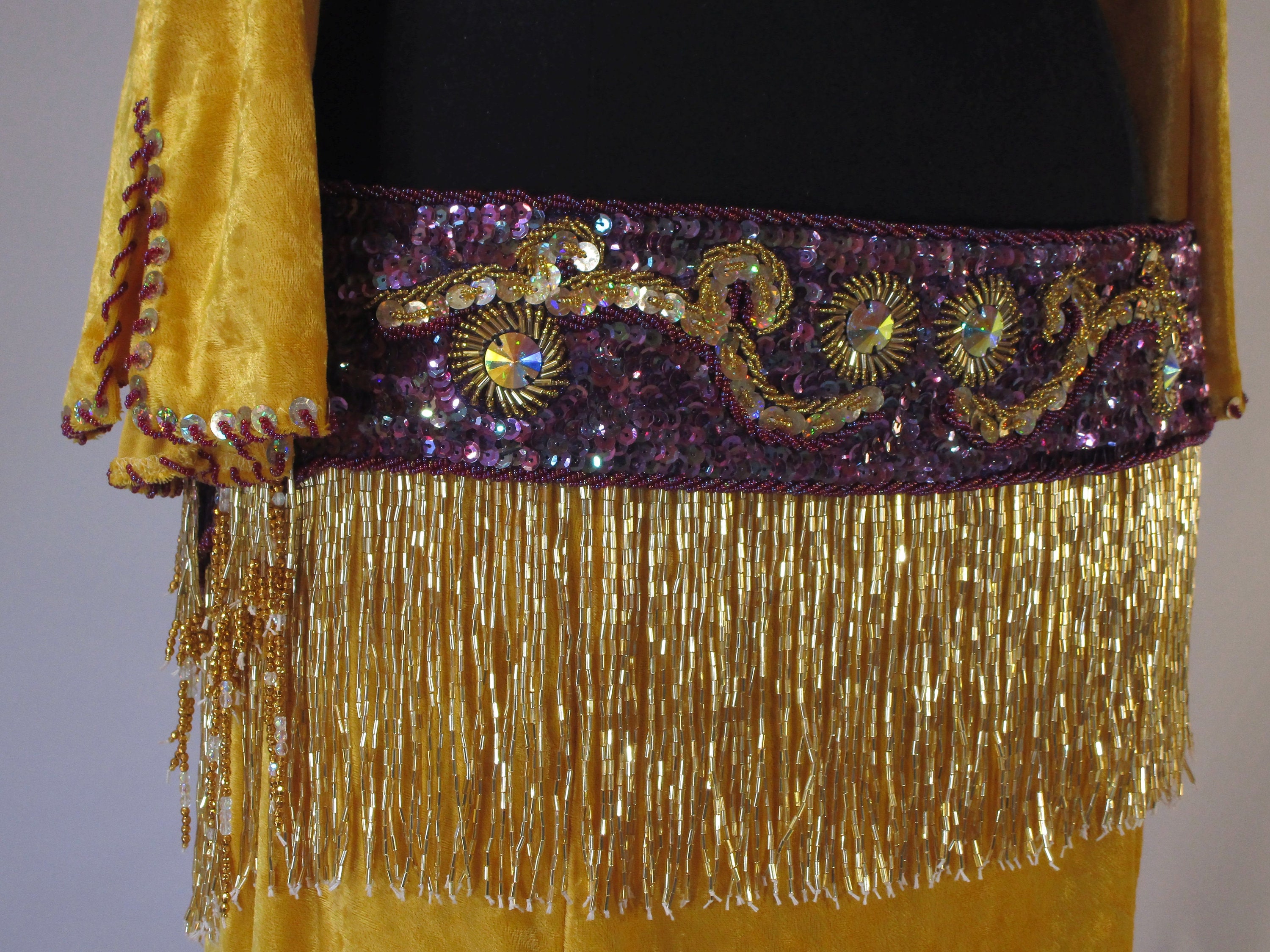 Sequin Hand Beaded Belly Dance Costume, Velvet Mermaid Skirt  display picture 2