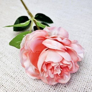 Real Touch Open Rose Stem | Pink | Artificial Fake | Silk Flower | Wedding | UK