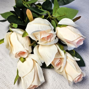 Real Touch Large Rose Bud Bouquet | Pale Pink | Artificial Fake Faux | Silk Flowers | Wedding | UK