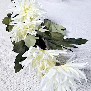 Real Touch Large Chrysanthemum Stem | Ivory | Artificial Fake Faux | Silk Flower | Wedding | UK