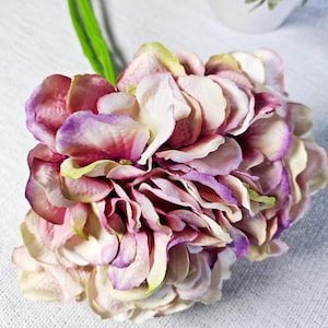 Ramo de hortensias artificiales de tacto real, color rosa, para bodas, Reino Unido