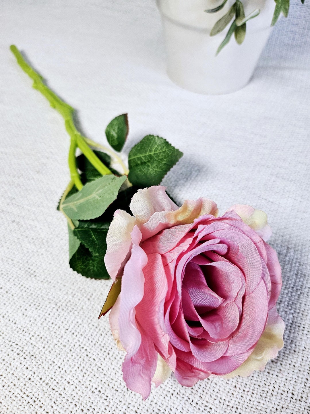 Real Touch Single Open Rose Pink Artificial Fake Silk Flower Stem ...