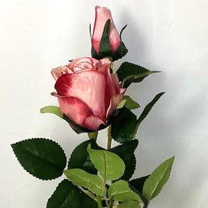 Real Touch XL Kimberly Rose Stem | Dusty Pink | Artificial Fake Faux | Silk Flower Stem | Wedding | UK