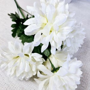 5 Head Chrysanthemum | Cream | Artificial Fake | Silk Flower Bouquet | Wedding