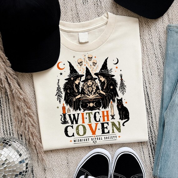 Witch Coven PNG, Gothic Midnight Ritual Halloween Shirt Design, Witchy girl png, Midnight Society, Halloween witch girls