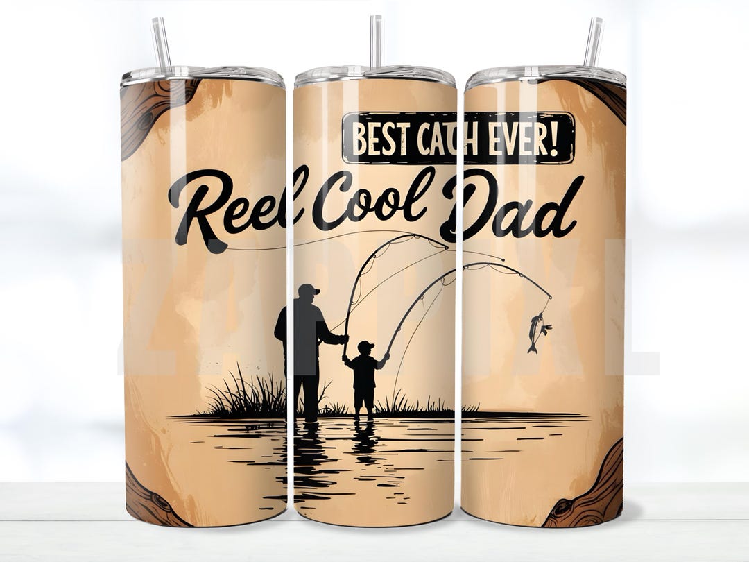 Reel Cool Dad 20oz Tumbler Wrap PNG, Father's Day 20oz Skinny Tumbler ...
