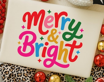 明るくて楽しいPNG、レトロでカラフルなクリスマスPNG、素敵なホリデーシャツのデザイン、お祭り気分を盛り上げる昇華ファイル、ガーリーなクリスマスTシャツのデザイン