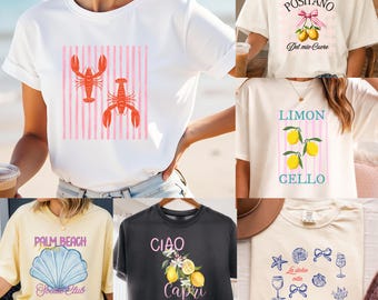 Italian Summer PNG Bundle, Coastal Vacation Shirt Designs, Lemondrink, Beach Club, Summer bundle Shirt PNG