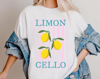 Limoncello Zitrone T-Shirt Design PNG, italienische Sommer Zitrone Shirt Sublimation, helle Zitrus Clipart für DIY Shirts, digitaler Download