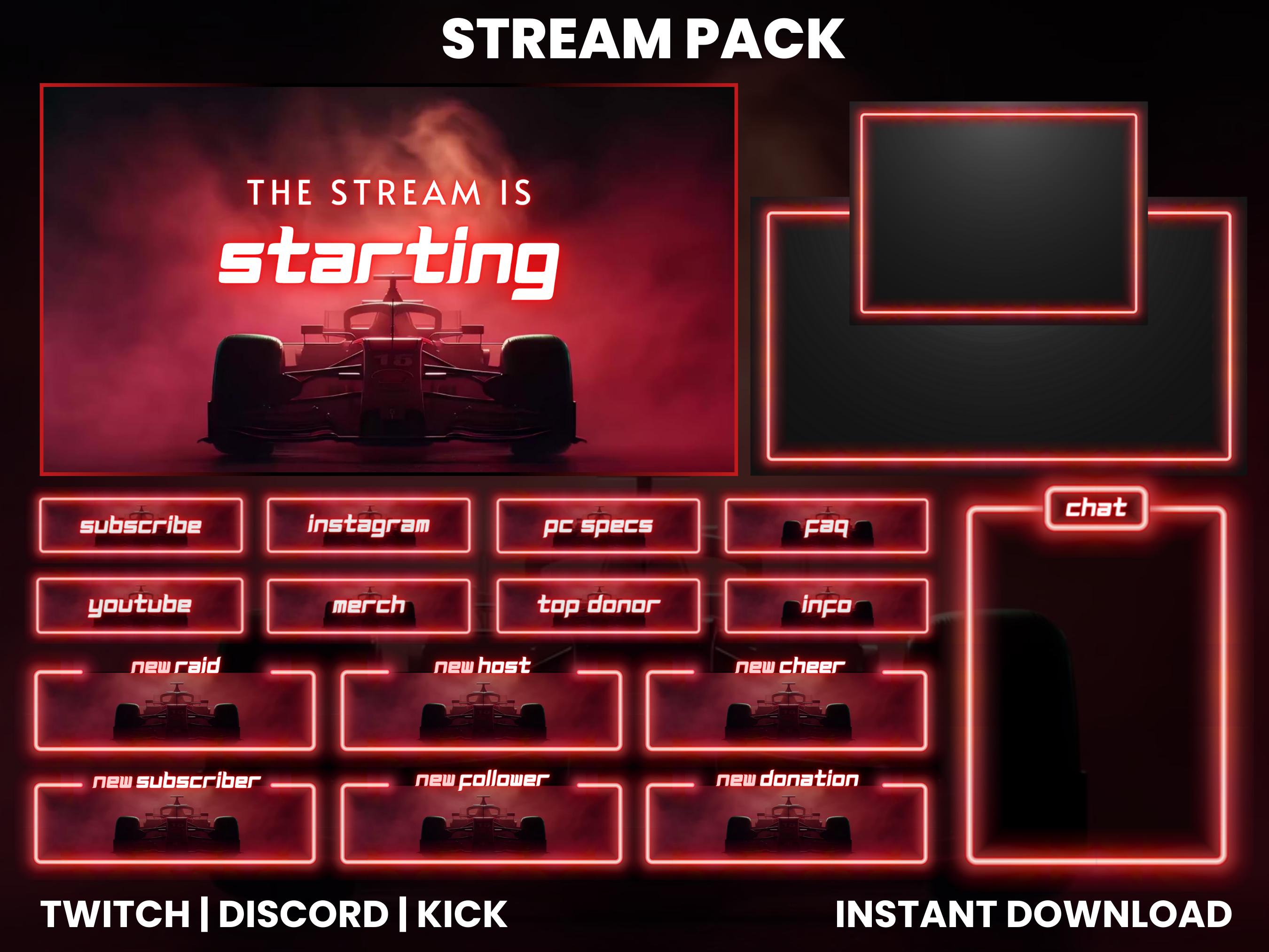 Flo Racing Overlay Formula 1 Racing Twitch Overlay Pack: Neon Red Stream Graphics - Etsy