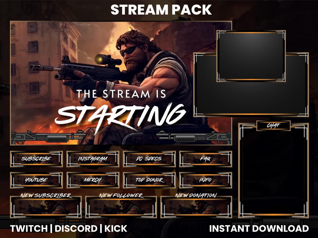 Fps Stream Layout Shooter Stream Pack Overlay | Military FPS Twitch Overlays for OBS ...