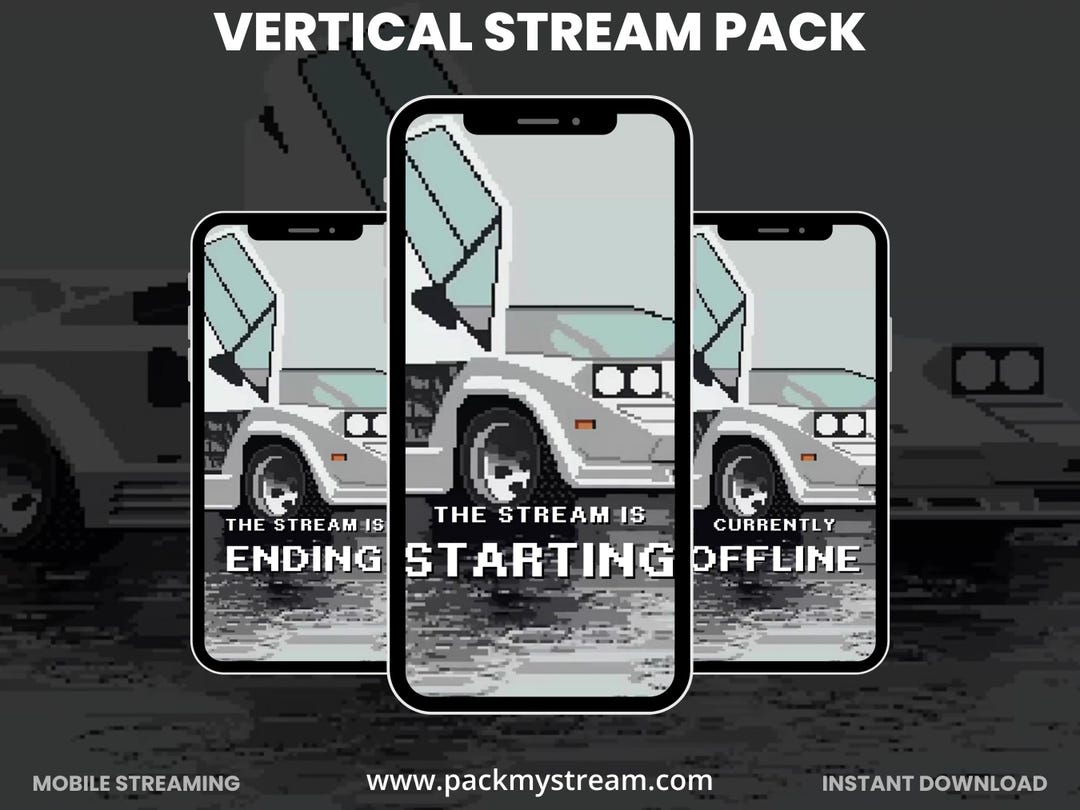 Fancy Retro Car Stream Vertical Overlay Pack for OBS & Streamlabs ...