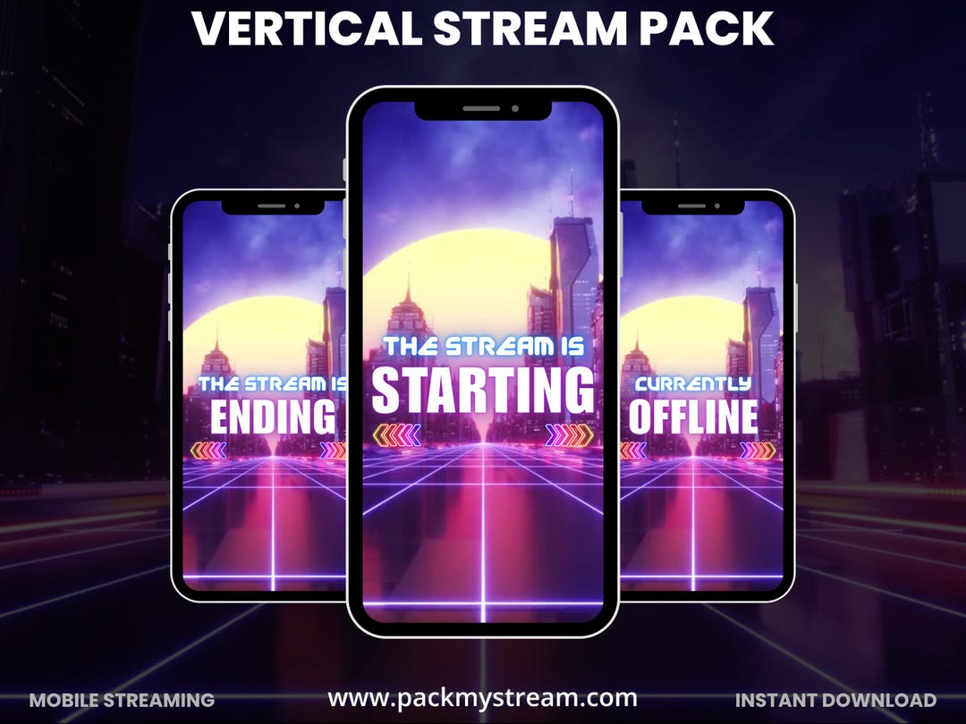 Example Vertical Stream Overlay Vertical Twitch Overlay – Retro Neon Stream Pack, Tiktok Live Overlay ...