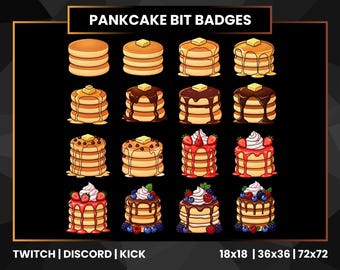 Distintivi Pancake Bit per Twitch Discord Kick / Pacchetto di distintivi Cute Breakfast Food / Distintivi Sweet Stack Sub o Bit / Download digitale