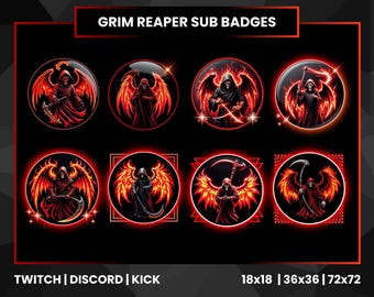 Animated Grim Reaper Badges: Twitch, Discord, Kick Sub Badges (Digital Download 18x18, 36x36, 72x72)