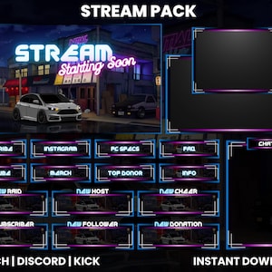 Animated Twitch Stream Pack | Parked Vehicle | Twitch Screen Overlay | Webcam Overlay | Twitch Panels | Alerts | Chat Overlay | Discord