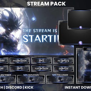 Animated Twitch Stream Pack | Twitch Screen Overlay | Animated Screens | Chat Overlay | Twitch Alerts | Twitch Panels | Webcam Overlay