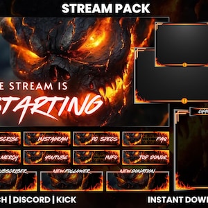 Fire Demon Twitch Stream Pack | Animated Stream Pack | Twitch Screen Overlay | Twitch Alerts | Panels | Twitch Chat Overlay | Discord | Kick