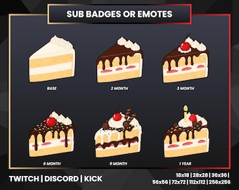 ケーキスライスTwitchサブバッジ：デザートストリーマーロイヤルティバッジ