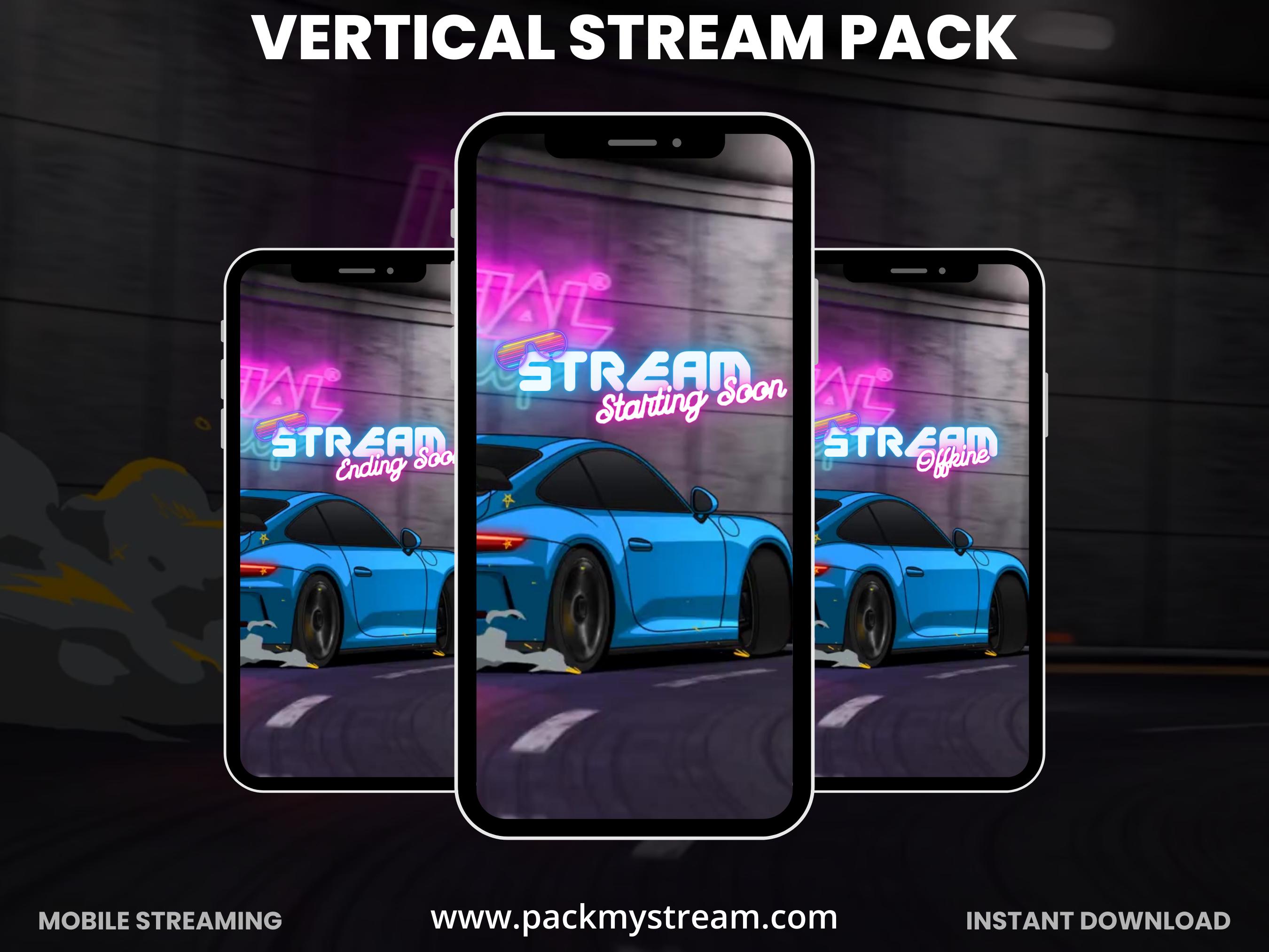 Vertical Stream Overlay Pack Animated – Car Drift Mobile Twitch Overlay ...