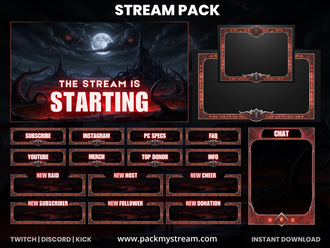 Dark Fantasy Horror Stream Pack | Twitch, Kick & Youtube Overlays ...