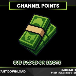 Dollar Bills Stack Channel Point Icon | Twitch Channel Points | Twitch Viewer Reward Badge | Sub Badge | Bit Badge Twitch | Twitch Emotes