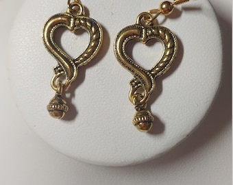 Gold Heart drop earrings