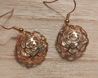 Floral Filligree Earrings, Gold Floral Earrings