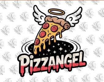 Pizza Angel PNG Funny Pizza Lover Clipart | Quirky Food Sublimation Digital Download | Retro Fast Food Art for Shirts Mugs Stickers Decor