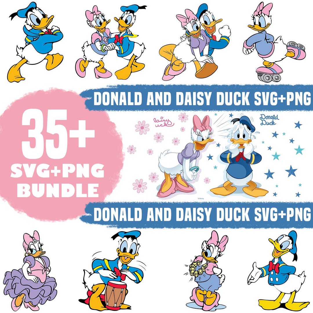 Donald and Daisy Duck SVG PNG Bundle, 35+ Cute Disney Clipart Files ...