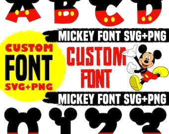 Mickey Mouse Font SVG PNG | Mickey Alphabet & Numbers Clipart | Cute Disney Letters SVG | Kids Birthday Party Font