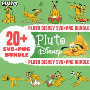 Pluto SVG PNG Bundle, 20+ Disney Dog Clipart Files, Cute Pluto Cartoon PNG, Sublimation Dog Bundle, Pluto Character Svg, Digital Download