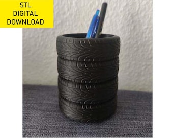 Porte-stylo de bureau avec roue, fichier d'impression 3D stl, pot de ventilateur de voiture