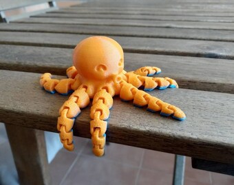 Archivo STL para impresión 3D de pulpo flexible, archivo para impresora 3D Flexipus, archivo de pulpo articulado Fidget para impresoras 3D, STL, descarga instantánea