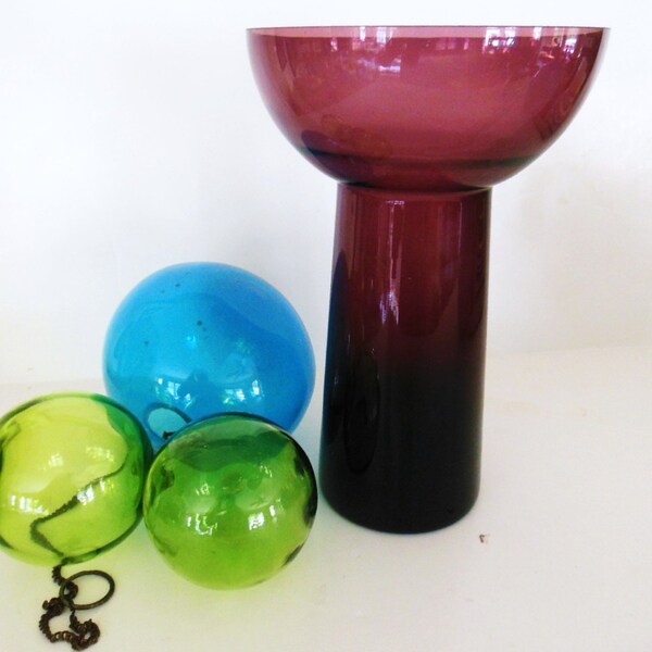 Hyacinth Bulb Rooting Amethyst Purple Glass Vase,  Bowl Top