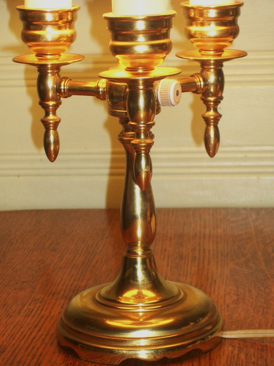 Vintage Classic Brass 3 Candle Table Lamp Bouillotte Etsy