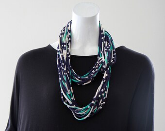 Infinity Scarf in Blue, Turquoise, and Gray, 7 Ways to Style, Free Gift Wrap,