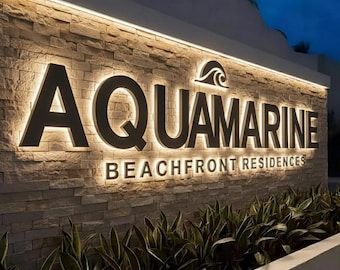 Business Logo Sign, Salon Sign, Metal Backlit Signage, Storefront Sign, 3D Letters, LED Metal Letters, Office Sign, Custom Illuminated Sign