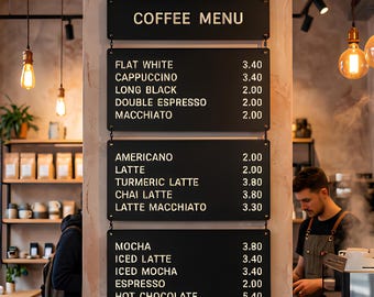 Custom Blade Sign, Hanging Sign, Wall Mounted Restaurant Menu Board, Double Sided Metal Blade Signage, Advertising Signboard, Cafe Sign