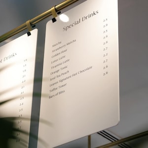 Hanging Menu Sign, Wall Mounted Cafe Menu Display, Double Sided Blade ...