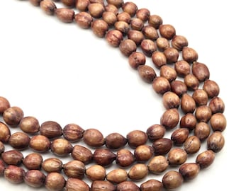 Vintage Natural Seed Beaded Necklace Brown Botanical Boho 90" Continuous Strand