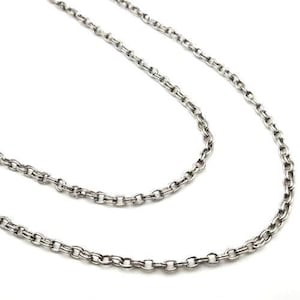 Vintage Trifari Silvertone 54" Long Double Circle Link Cable Chain Necklace