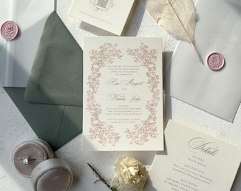Elegant Wedding Invitations Suite with RSVP Card Included Style 97