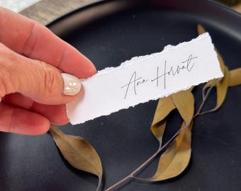 Deckle Edge Wedding Place Cards: Modern Printed Name Tags - Style 283 3.5x1 inches