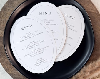 White Oval Wedding Menus | Table Menu Cards | Style 298