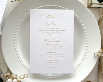 White and Gold Wedding Menu with Foil | Any color Style 45