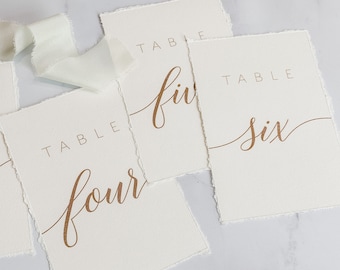 Wedding Table Numbers PRINTED -  Deckle Edging Style 211