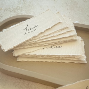 Printed Name Tags | Printed Name Cards | Menu Name Tags | Modern Deckle Edge Place Cards | Wedding Place Cards |  Style 241