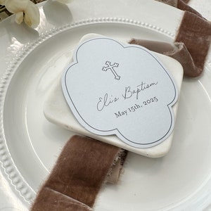 Baptism Decorations Tags or Place Cards Religious Cross | Elegant Die-Cut Tags - Style 284